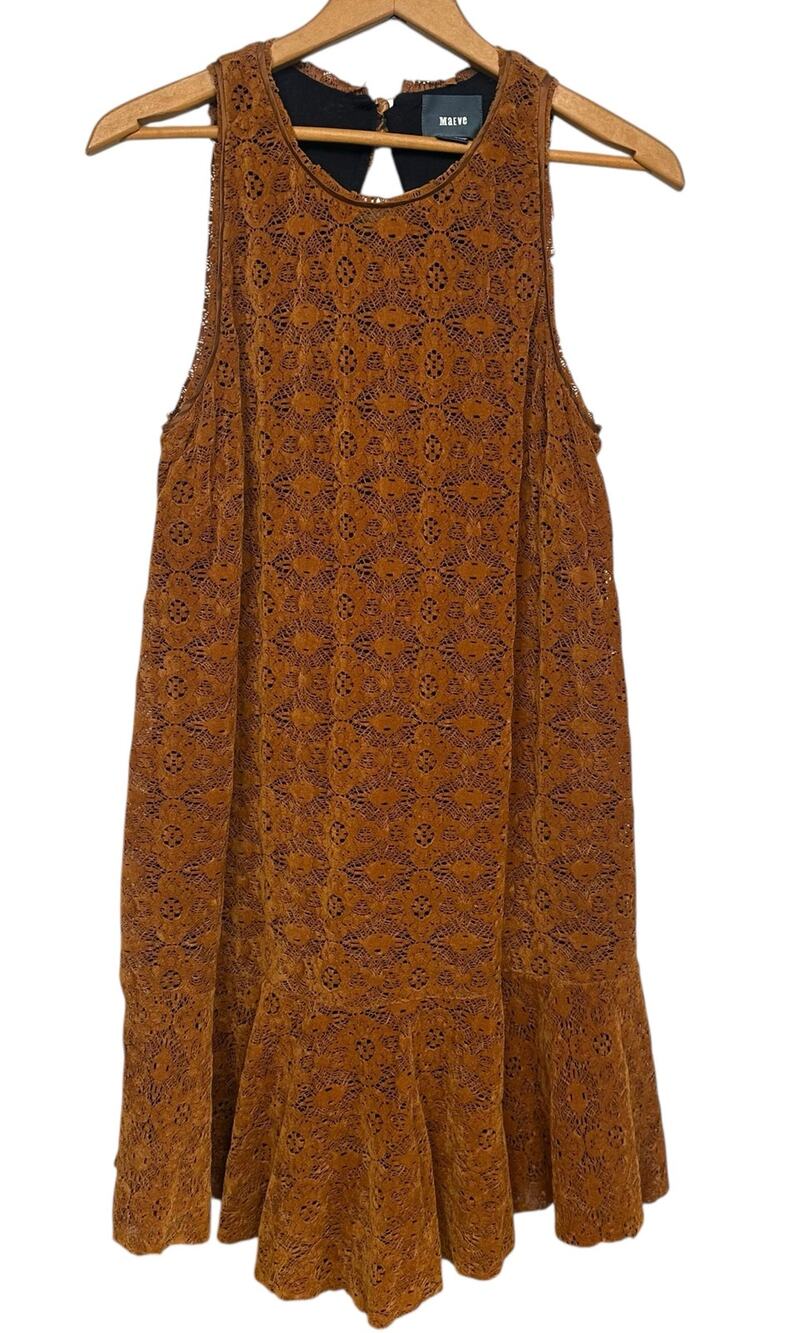 Anthropologie Maeve Women’s Burnt Orange Amis Faux Suede Lace Mini Dress 10P